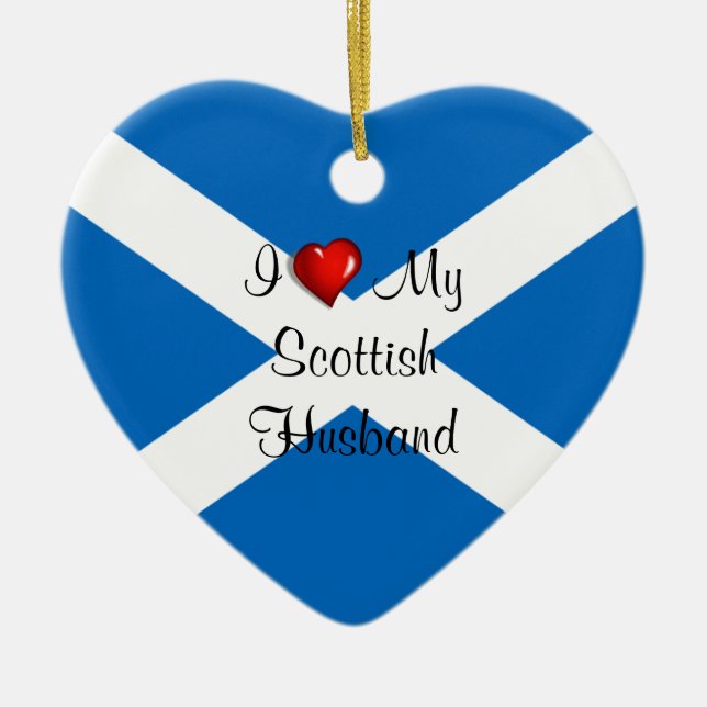 I Love My Scottish Husband Ceramic Tree Decoration (Front)