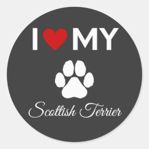 I love my Scottish Terrier dog custom text Classic Round Sticker