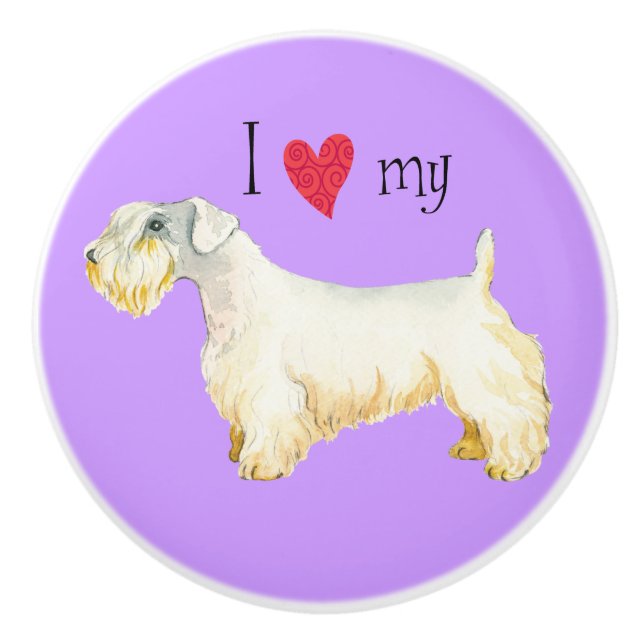 I Love my Sealyham Terrier Ceramic Knob (Front)