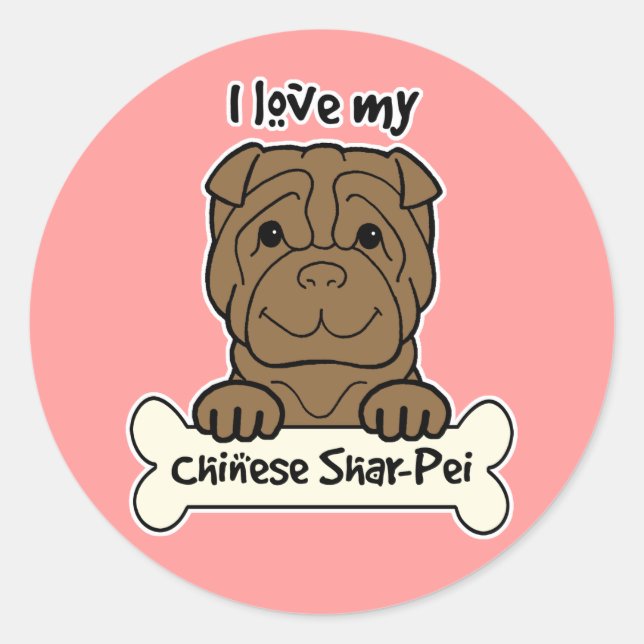 I Love My Shar-Pei Classic Round Sticker (Front)
