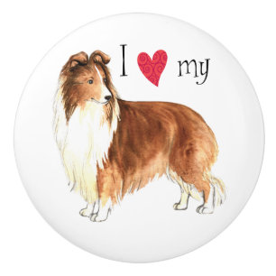 I Love my Sheltie Ceramic Knob
