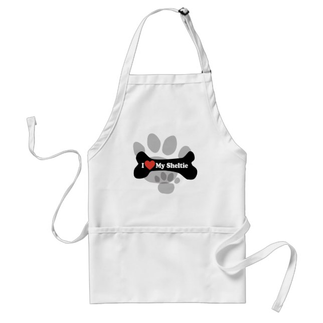 I Love My Sheltie - Dog Bone Standard Apron (Front)