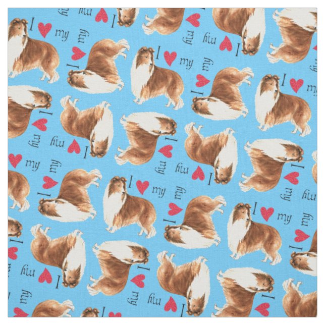 I Love my Sheltie Fabric (Swatch)