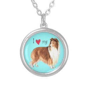 I Love my Sheltie Silver Plated Necklace