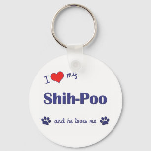 I Love My Shih-Poo (Male Dog) Key Ring