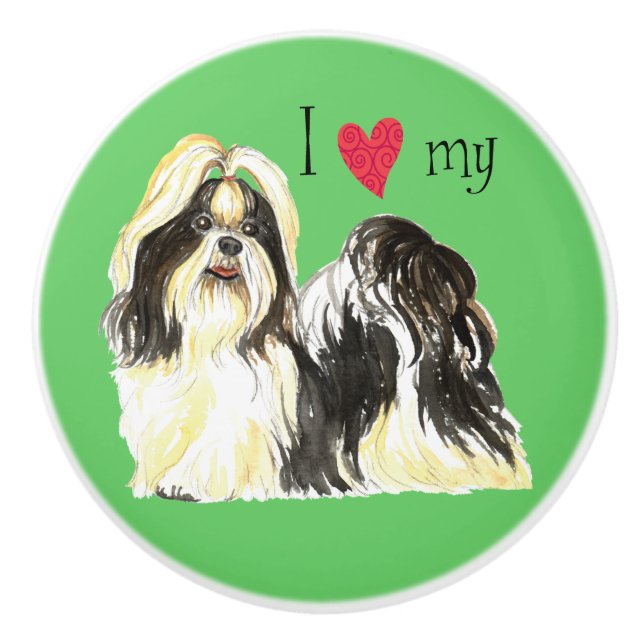 I Love my Shih Tzu Ceramic Knob (Front)