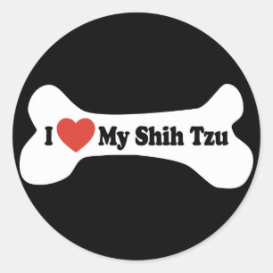 I Love My Shih Tzu - Dog Bone Classic Round Sticker