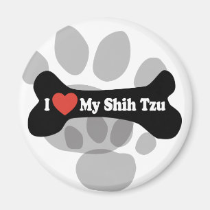 I Love My Shih Tzu - Dog Bone Magnet