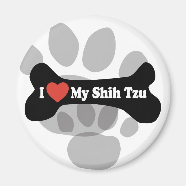 I Love My Shih Tzu - Dog Bone Magnet (Front)