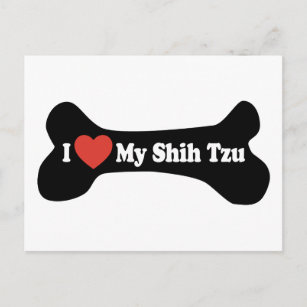 I Love My Shih Tzu - Dog Bone Postcard