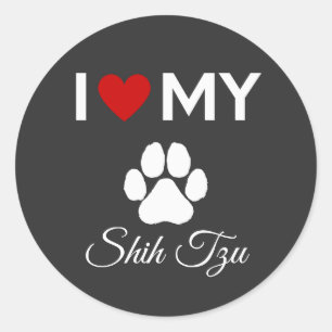 I love my Shih Tzu dog custom text Classic Round Sticker