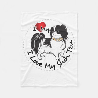 I Love My Shih Tzu Dog Fleece Blanket