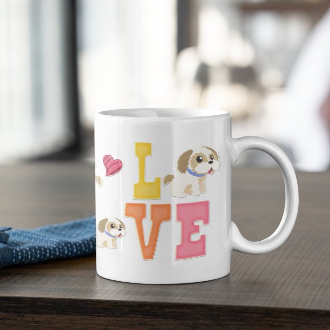 I Love My Shih tzu Dog Pet Glowing Heart Coffee Mug (Creator Uploaded)