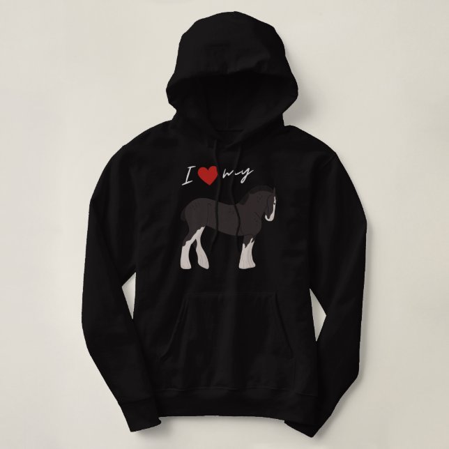 I Love My Shire Horse For Women and Men Premium  Hoodie (Design Front)