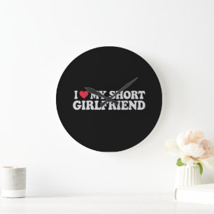 I Love My Short GF Girl Boy Couple Valentines Day  Large Clock