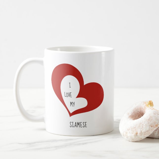 I Love My Siamese Cat Coffee Mug (With Donut)