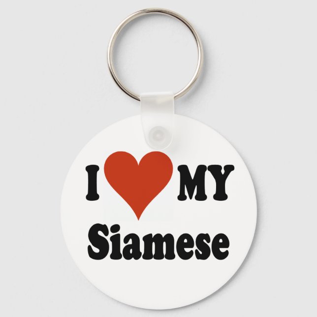 I Love My Siamese Cat Merchandise Key Ring (Front)