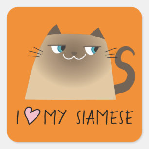 I Love My Siamese Cat Sticker Cute Gift