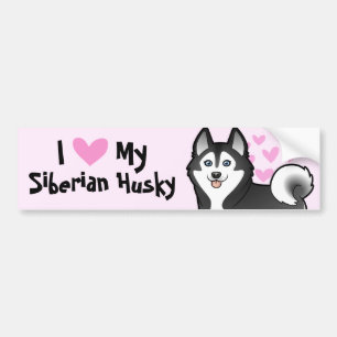 I Love My Siberian Husky / Alaskan Malamute Bumper Sticker