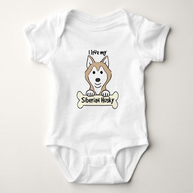 I Love My Siberian Husky Baby Bodysuit (Front)