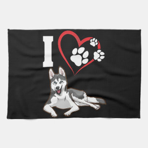 I love my siberian husky dog Home Decor Gift Tea Towel