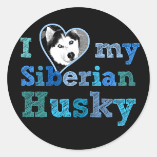 I Love My Siberian Husky Large Sticker
