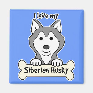 I Love My Siberian Husky Magnet