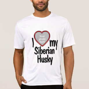 I Love My Siberian Husky Red Heart Dog Photo T-Shirt
