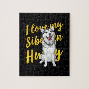 I Love My Siberian Husky   Snow Dog Lover Gift Jigsaw Puzzle