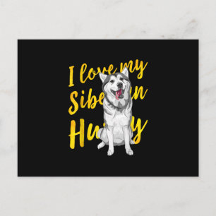 I Love My Siberian Husky Snow Dog Lover Gift Postcard