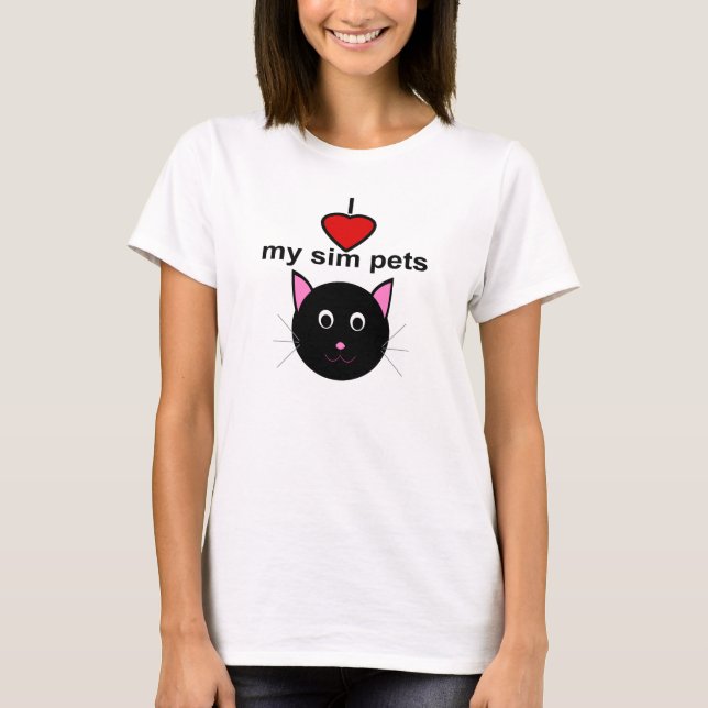 I love my sim pets - Women's Black Cat T-Shirt (Front)