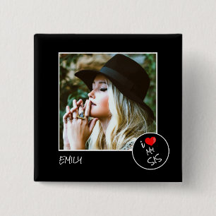 I Love My Sis Custom Photo – Personalised 15 Cm Square Badge