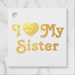 I love my sister favour tags<br><div class="desc">I love my sister gift tag is the perfect gift to let your sisters know you love them. It is a perfect gift for sister and can be read as a love message to your sister or sarcastic funny one. You choose... I heart mrs sister is a classic</div>
