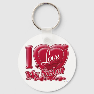 I Love My Sister red - heart Key Ring