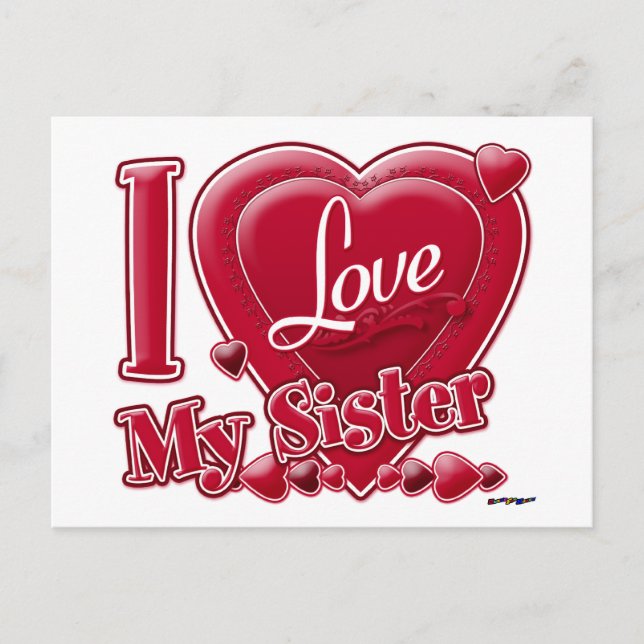 I Love My Sister red - heart Postcard (Front)
