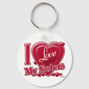 I Love My Sisters red - heart Key Ring