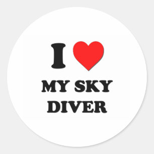 I love My Sky Diver Classic Round Sticker