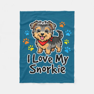 I Love My Snorkie Cute Schnauzer Yorkie Mix Dog Lo Fleece Blanket