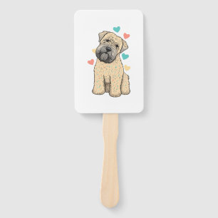 I Love My Soft Coated Wheaten Terrier Dog Heart Hand Fan