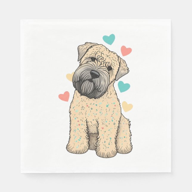 I Love My Soft Coated Wheaten Terrier Dog Heart Napkin (Front)