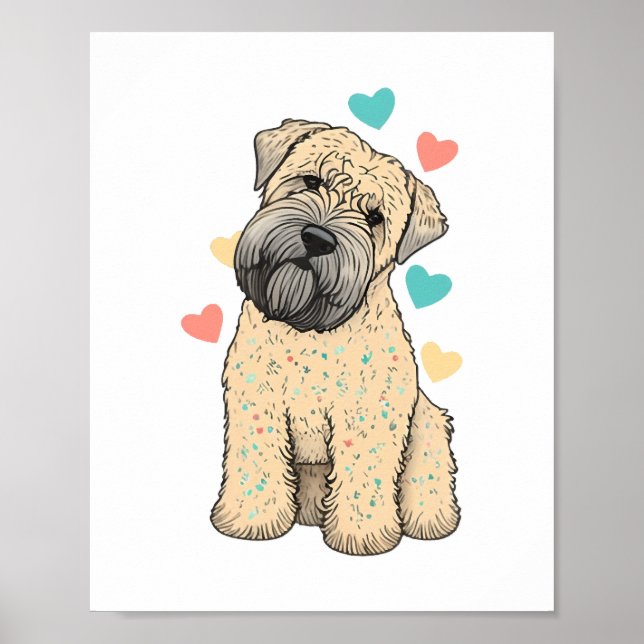 I Love My Soft Coated Wheaten Terrier Dog Heart Poster (Front)