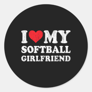 I Love My Softll Girlfriend Funny Boyfriend Valent Classic Round Sticker