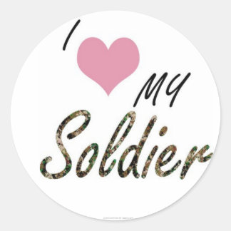 I love my soldier classic round sticker