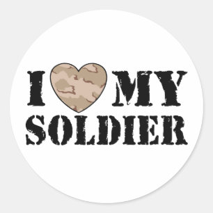 I Love My Soldier Classic Round Sticker