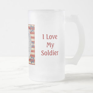I Love My Soldier Custom Photo Personalised Frosted Glass Beer Mug