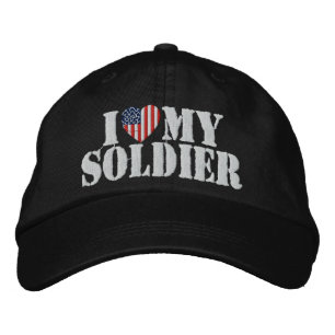 I Love My Soldier Embroidered Hat