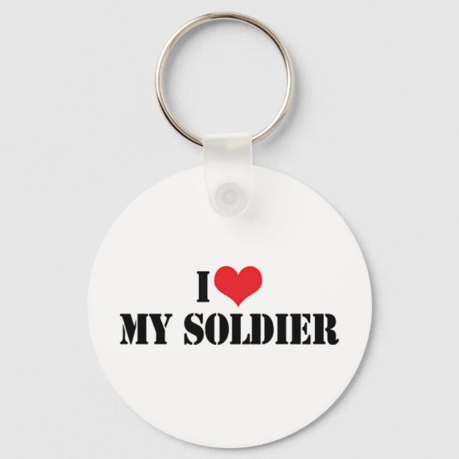 I Love My Soldier Keychain (Front)