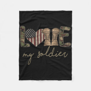I Love My Soldier Military Army Wife Usa Camour Fl Fleece Blanket