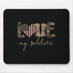I Love My Soldier Military Army Wife Usa Camour Fl Mouse Pad