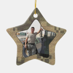 I Love My Soldier Military Personalised Photo Camo Ceramic Tree Decoration